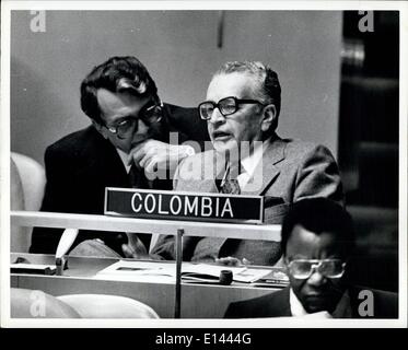 4. April 2012 - 1979, die die Vereinten Nationen General Assembly Dr. Indalecio Lievano Perm Republik Kolumbien R im Allgemeinen A sitzen Stockfoto