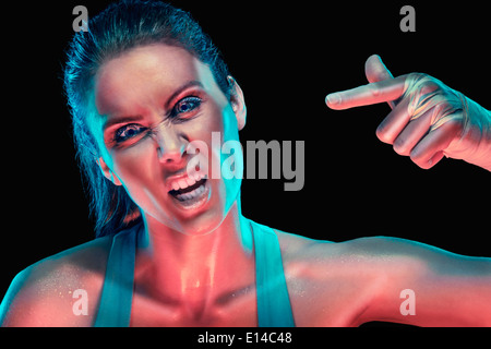 Kaukasische Frau schreien Stockfoto