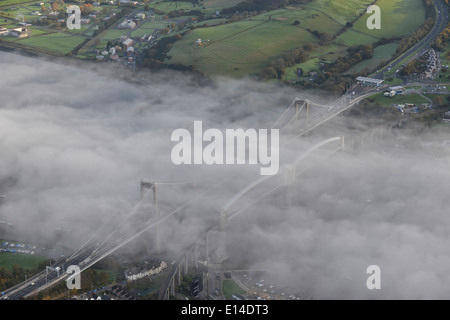 Einen tollen Blick über den Fluss Tamar zeigt frühen Morgennebel Stockfoto