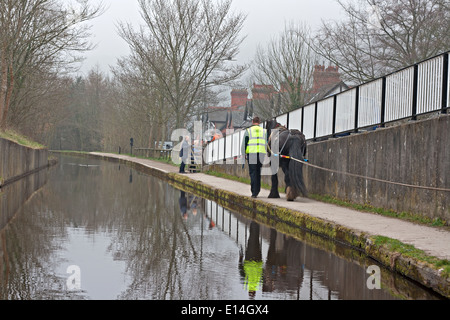 Pferdekutsche Kanalfahrt Llangollen, North Wales, UK Stockfoto