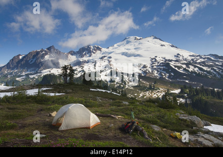 Zelt am Campingplatz in felsigen Gebirge, North Cascades, Washington, Vereinigte Staaten von Amerika Stockfoto