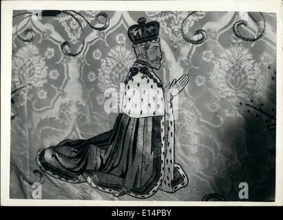 18. April 2012 - Foto zeigt:-die gestickte Figur von König George V gesehen in das Tuch, welches von ihm in seinem angeboten wurde Stockfoto