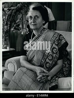 18. April 2012 - indische Premierministerin Indira Gandhi. Stockfoto