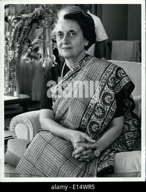 18. April 2012 - indische Premierministerin Indira Gandhi. Stockfoto