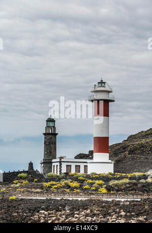 Alten und neuen Leuchtturm, auf dem südlichen Kap von Punta de Fuencaliente, La Palma, Kanarische Inseln, Spanien Stockfoto