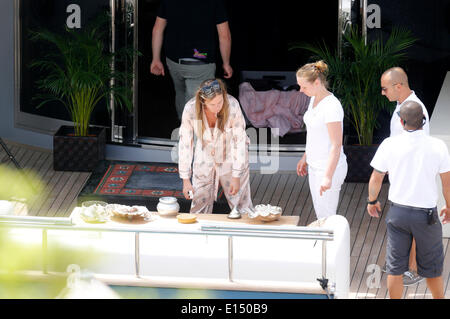 Eva Dueringer Cavalli Auf der Yacht von Roberto Cavalli Im Yachthafen. Cannes, 21.05.2014/picture Allianz Stockfoto