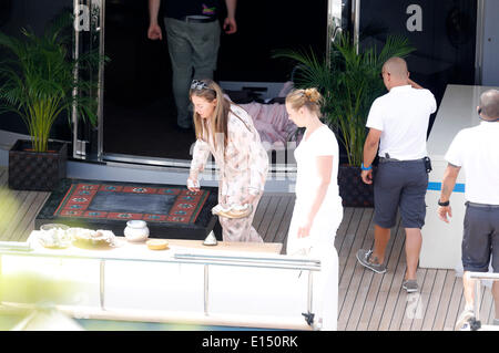 Eva Dueringer Cavalli Auf der Yacht von Roberto Cavalli Im Yachthafen. Cannes, 21.05.2014/picture Allianz Stockfoto