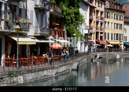 Stadt Annecy, Thiou River, Haute-Savoie, Rhône-Alpes, Frankreich. Stockfoto