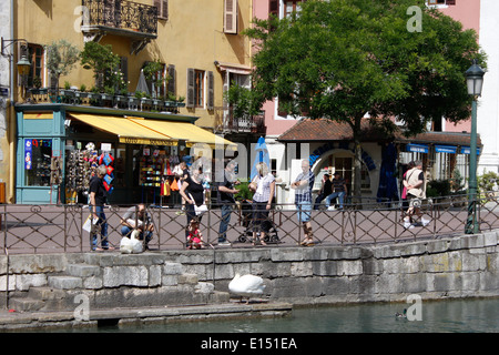 Stadt Annecy, Thiou River, Haute-Savoie, Rhône-Alpes, Frankreich. Stockfoto