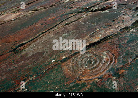 Achnabhreac Stone Carving, Achnabhreac, Kilmartin Glen, Argyll & Bute Stockfoto