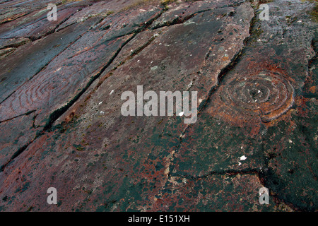 Achnabhreac Stone Carving, Achnabhreac, Kilmartin Glen, Argyll & Bute Stockfoto