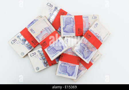 £1000 Bündel von britischen Pfund Sterling. Stockfoto