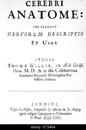 Englischer Arzt THOMAS WILLIS (1621-1675). Frontispiz von seinem 1664 buchen die Anatomie des Gehirns Stockfoto