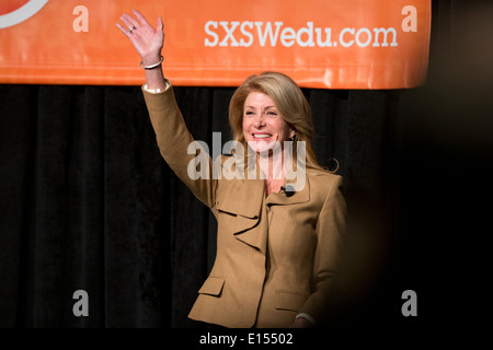 Texas Zustand-Senator Wendy Davis, der demokratische Kandidat für die Gouverneurswahlen, beantwortet Fragen in einem Interview auf SXSWedu conference Stockfoto