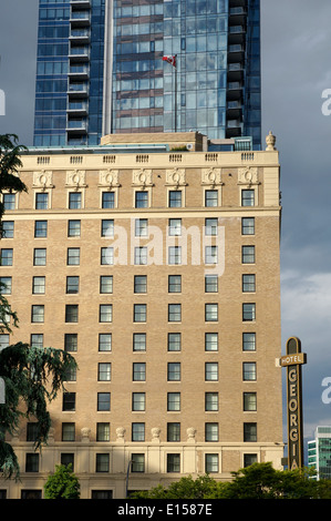 Die Luxus Rosewood Hotel Georgia und Privatresidenzen Turm an der Burrard Street in der Innenstadt von Vancouver, BC, Kanada Stockfoto