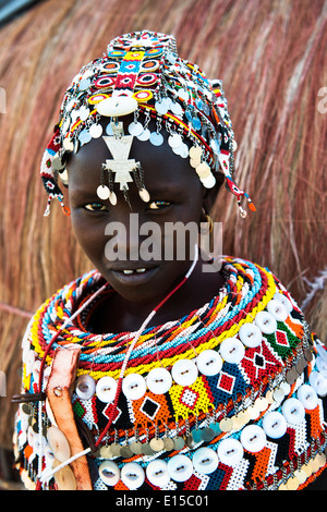 Porträt einer jungen Frau in Samburu. Stockfoto