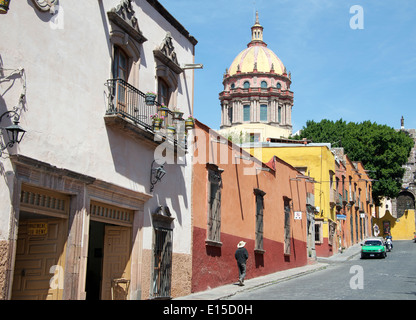 Zacateros mit Kuppel der Empfängnis-Kirche San Miguel de Allende, Mexiko Stockfoto