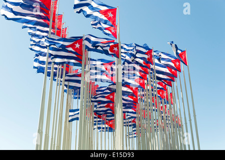 Gruppe von kubanischen Fahnen im wind Stockfoto