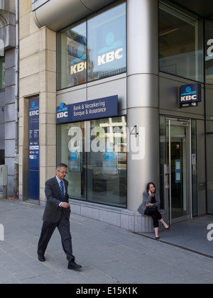 KBC Bank am Schuman, Brüssel, Belgien Stockfoto