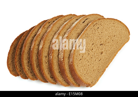 Brot in Scheiben geschnitten auf dem weißen Hintergrund isoliert Stockfoto