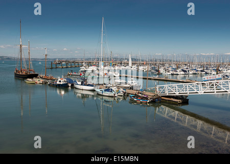 Brixham Marina, Brixham Devon mit Booten und Yachten festgemacht an Pontons im Sommer. UK Stockfoto