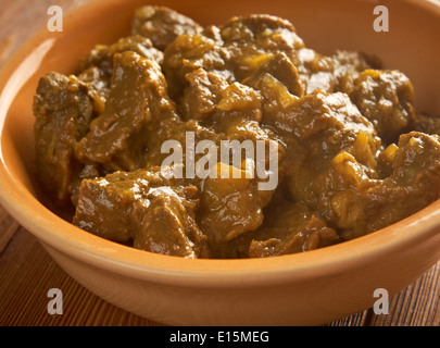 Indisches Rindfleisch Curry mit Basmati Reis Stockfoto