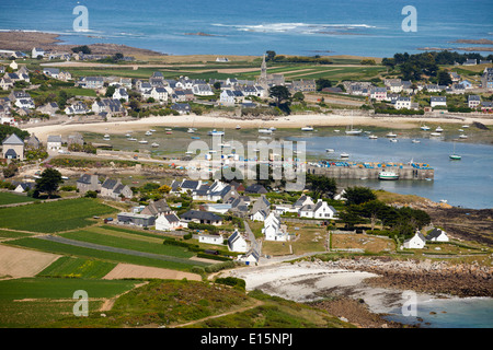 Luftaufnahme der Ile de Batz-Insel (Departement Finistère) Stockfoto