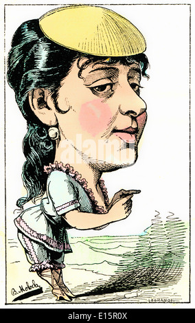 Anne Marie-Louise Damiens, Stadium name Anna Judic, 1850-1911, eine französische Comic-Schauspielerin, Karikatur, 1882, von Alphonse Hector Colomb Stockfoto