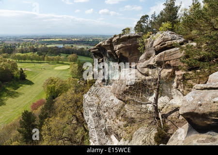Blick vom Raben Regal, Hawkstone Park Follies, Weston-unter-Redcastle, Shropshire Stockfoto