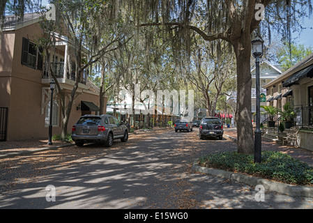 Haile Plantage ist eine gehobene Entwicklung von Eigentumswohnungen Wohnungen Häuser ein einzigartiges Dorfzentrum, Golf & CC in Gainesville FL. Stockfoto