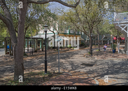 Haile Plantage ist eine gehobene Entwicklung von Eigentumswohnungen Wohnungen Häuser ein einzigartiges Dorfzentrum, Golf & CC in Gainesville FL. Stockfoto