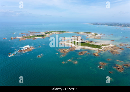 Plougrescant (Côtes d ' Armor Abteilung, Tregor Bereich): Luftaufnahme des '' Île d'Er' Insel Stockfoto