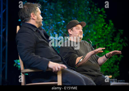 Michael Pennington spricht über seine buchen immer Johnny Vegas auf der Bühne 2014 Hay Festival © Jeff Morgan Stockfoto