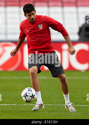 23.05.2014, Lissabon, Portugal. Diego Costa von Atletico Madrid in Aktion während des Trainings Atletico Madrid vor der UEFA Champions League Finale zwischen Real Madrid und Atletico Madrid im Sport Lisboa e Benfica-Stadion, Lissabon, Portugal Stockfoto