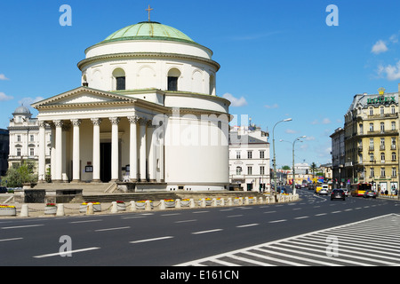 Katholische St. Alexander-Kirche in den drei Kreuze-Platz in Warschau, Polen. Stockfoto