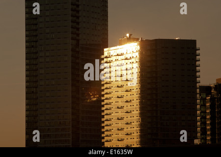 Gebäude in Manhattan in der frühen Morgensonne NYC Stockfoto