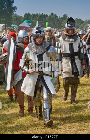 Reenactors am jährlichen Nachbildung der Schlacht von Grunwald 1410, in der Nähe von Dorf Grunwald, Polen Stockfoto