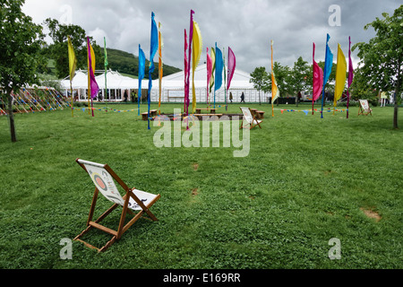 Einem regnerischen Tag im Jahr 2014 Hay Festival of Literature Stockfoto