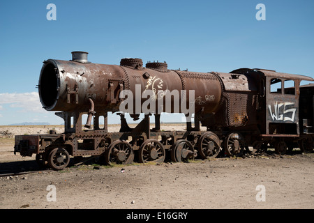 Zug "Friedhof" in der Nähe von Uyuni, Bolivien Stockfoto