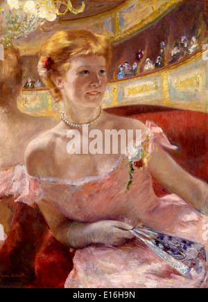 Frau mit einer Perlenkette in einer Loge von Mary Cassatt, 1879 Stockfoto