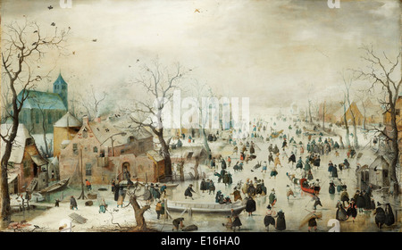 Winterlandschaft mit Skatern von Hendrick Avercamp, 1608 Stockfoto