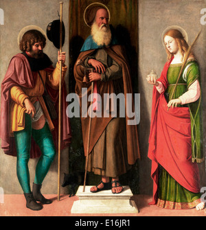 Drei Heiligen Rochus Anthony Abbot und Lucy von Cima da Coneglian Stockfoto
