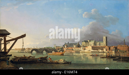 Bau der Westminster Bridge von Samuel Scott, 1700 Stockfoto