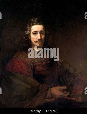 Mann mit einer Lupe von Rembrandt van Rijn, 1660s Stockfoto