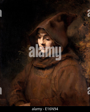 Titus als ein Mönch oder Rembrandts Sohn Titus im Mönchsgewand von Rembrandt van Rijn, 1660 Stockfoto