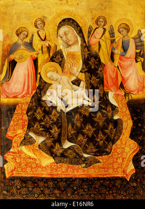 Madonna und Kind mit Engeln von Pietro di Domenico da Montepulciano, 1420 Stockfoto