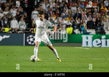 Real Madrid Mittelfeldspieler Isco (23) in Aktion während der UEFA Champions League Finale: Real Madrid X Atlético de Madrid im Luz Stadium in Lissabon, Portugal, Samstag, 24. Mai 2014. Stockfoto