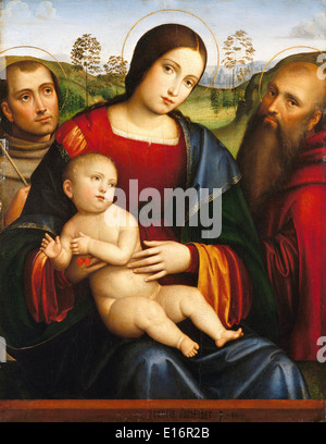 Madonna mit Kind und Heiligen Franziskus und Jerome von Francesco Francia Stockfoto