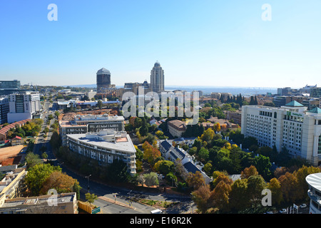 Luftaufnahme von Sandton von Hyundai-Helium-Ballon, Sandton, Johannesburg, Provinz Gauteng, Südafrika Stockfoto