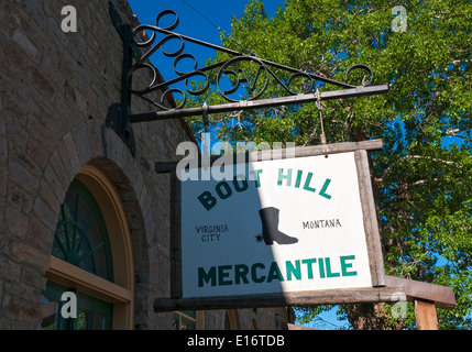 Montana, Virginia City, National Historic Landmark, 19C gold shop Bergbaustadt, Zeichen Stockfoto